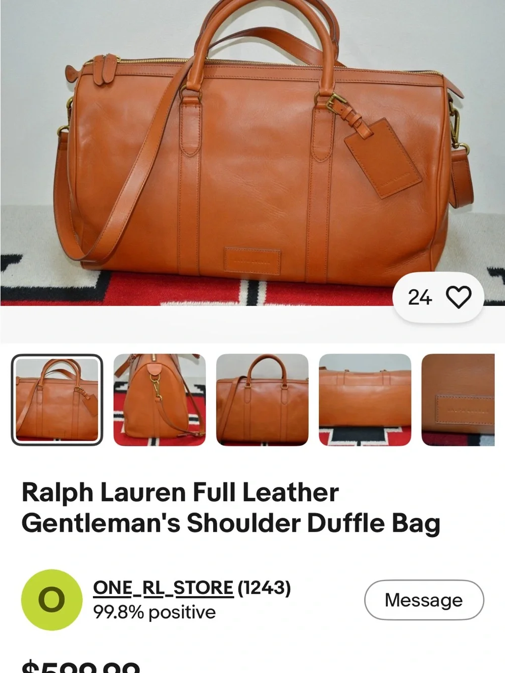 Ralph Lauren Leather Rockport Duffle Bag